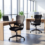 Ergonomic Office Chair Height Adjustable Computer Desk Chair with Breathable Butterfly Back-Black