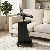 Adjustable Mobile Standing Desk Cart with Tilt Desktop and Cabinet-Black