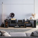 3 Pieces Adjustable TV Stand for TVs up to 65 Inch with Shelves-Black