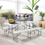 Portable Folding Camping Table with Carrying Handle for Picnic-White