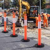 3 Pack Traffic Delineator Posts with Fillable Base for Parking Lots and Construction