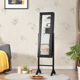 Mirrored Jewelry Cabinet Armoire Organizer with LED lights-Black