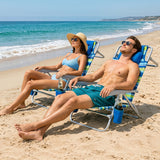 2 Pack Portable Folding Beach Chair with 7-Position Backrest-Blue
