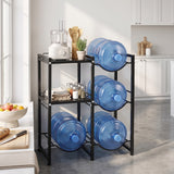3-Tier 5 Gallon Water Jug Holder with Shelves-Black
