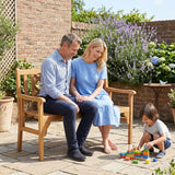 Patio Foldable Bench with Curved Backrest and Armrest