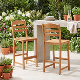 Solid Acacia Wood Bar Stools Heavy-duty Outdoor Barstools with 400 LBS Max Load
