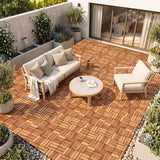 12 x 12 Inch 27 Pieces Acacia Wood Interlocking Deck Tiles-Natural