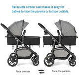 2-in-1 Foldable Pushchair Newborn Infant Baby Stroller-Gray