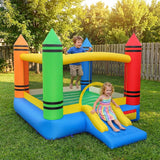 Inflatable Bounce House 2-in-1 Crayon Themed Kids Bouncer with 550W Blower