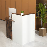 Front Reception Office Desk with Open Shelf and Lockable Drawer-Brown  White