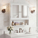 Bathroom Wall Mount Mirror Cabinet Organizer-White