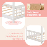 Twin Size Wooden House Bed with Roof