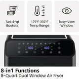 Air Fryer with 2 Baskets, 8 QT Dual Basket AirFryer with Clear Windows