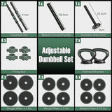 Adjustable Weight Dumbbell Set with Connector-Black  Gray