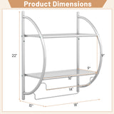 Wall Mounted 2-Tier Bathroom Towel Rack with 2 Towel Bars-Silver