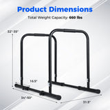 Adjustable Dip Bar Station with 660 LBS Capacity for Home Gym-Black