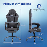 Gaming Chair Height Adjustable Computer Chair with Headrest and Lumbar Support-Gray