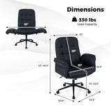 Criss Cross Chair Adjustable Swivel Vanity Chair with 5-Position Armrests-Black