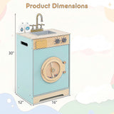 Kids Washer Playset Toy Washing Machine with Laundry Detergent-Blue
