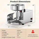 450W Electric Tomato Strainer Commercial Grade Food Mill Stainless Steel Sauce Maker