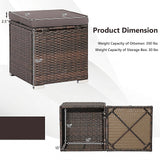 2 Pieces Patio Ottoman with Removable Cushions-Gray