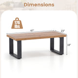 47 inch Farmhouse Style Rustic Coffee Table with Thickened Tabletop and Natural Wood Texture-Oak