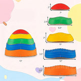 Stepping Stones for Kids 5 PCS Non-Slip Balance Stones with Storage Bag-Multicolor
