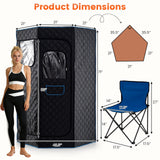 3L Portable Steam Sauna for Home Fast-Heat with 9-Level Remote Control and Folding Chair-Black