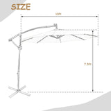 10 ft 360 Rotation Solar Powered LED Patio Offset Umbrella without Weight Base-Beige