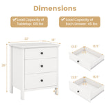 3-Drawer Wooden Nightstand Modern Bedside Table-White
