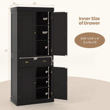 Cupboard Freestanding Kitchen Cabinet with Adjustable Shelves-Dark Brown
