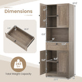 67.5 Inch Tall Modern Freestanding Floor Storage Cabinet with 4 Doors and 1 Drawer-Oak