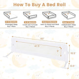 60-Inch Foldable Bed Rail Swing Down Baby Bed Guard Rail with Adjustable Safety Strap-White