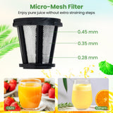 Cold Press Juicer Machine with 95% High Yield and 2-Speed Modes-Sliver