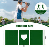 10 x 3.8 ft Baseball and Softball Hitting Mat with Home Plate-Green