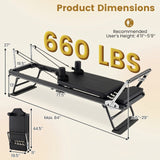 Foldable Pilates Reformer Machine for Home Gym Large Pilates Equipment-Black