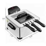 Electric Deep Fryer 5.3QT/21-Cup Stainless Steel 1700W with Triple Basket-Silver