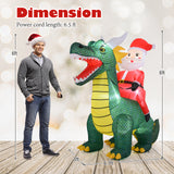 6.7 Feet Christmas Inflatable Santa Claus Ride on Dinosaur with Built-in LED Lights