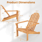 Acacia Wood Outdoor Adirondack Chair with Ergonomic Design-Natural