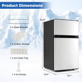 3.2 Cu.Ft Mini Fridge with Freezer Double Door Small Refrigerator with Adjustable Thermostat-Silver