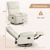 360 Swivel Rocking Chair with Cushioned Back for Living Room-Beige