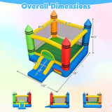 Inflatable Bounce House 2-in-1 Crayon Themed Kids Bouncer with 550W Blower