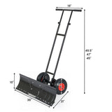 36 Inches Snow Shovel with Wheels and Adjustable Angle-Black