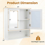 Bathroom Wall Mount Mirror Cabinet Organizer-White
