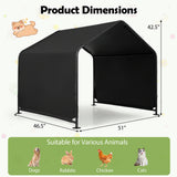 Outdoor Dog Shade Shelter with Waterproof Roof and Ground Stakes for Deck-Black