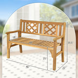 Patio Foldable Bench with Curved Backrest and Armrest