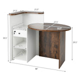 Front Reception Office Desk with Open Shelf and Lockable Drawer-Brown  White