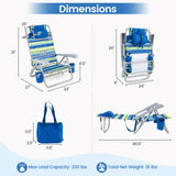 2 Pack Portable Folding Beach Chair with 7-Position Backrest-Blue
