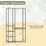 Portable Closet with Pants Hangers and 2 Hanging Rods and 4 Storage Shelves-Black