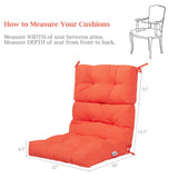 Tufted Patio High Back Chair Cushion with Non-Slip String Ties